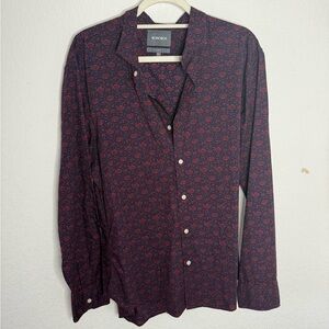 Bonobos Men's Dark Red Patterned Button Down Shirt